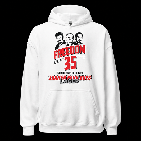 Trailer Park Boys Freedom 35 Hoodie on a black background