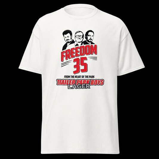 Trailer Park Boys Freedom 35 Graphic Tee on a black background