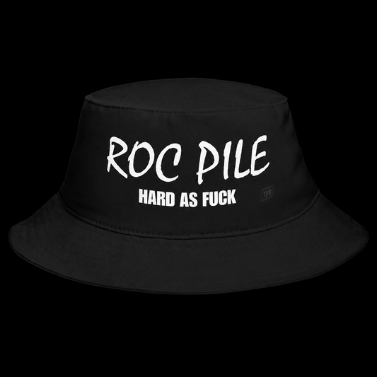 ROC PILE BUCKET HAT on a black background