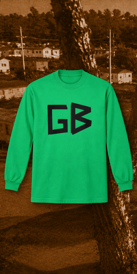 Green Bastard long-sleeve shirt on the Sunnyvale backdrop